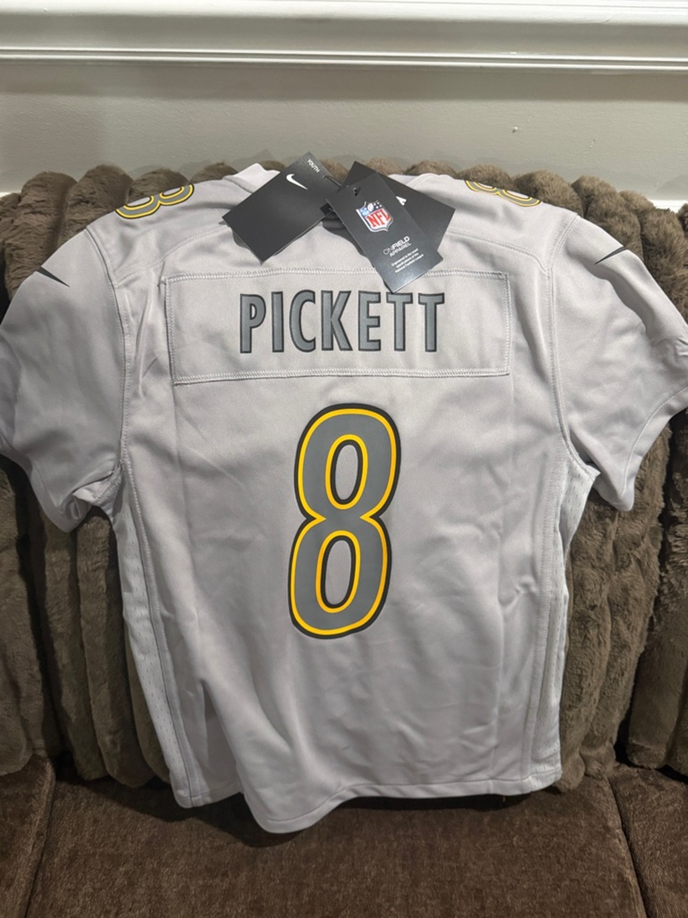 Nike Gray & Yellow Steelers #8 Jersey - Picture 3 of 3